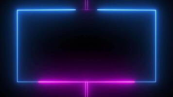Abstract neon glowing frame background. neon rectangle frame. video