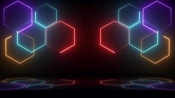 futuristic abstract hexagonal grid background growth line Loop light hexagon video