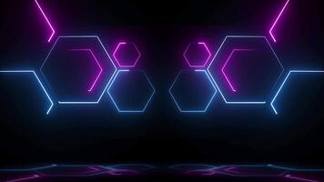 Neon Hexagon Futuristic Background - 4K Seamless Loop with Glowing Lights video
