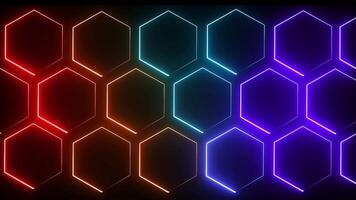 futuristic abstract hexagonal grid background growth line Surface Loop light hexagon video