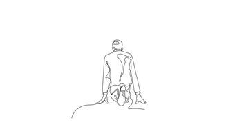 Hand Drawn One Line Animation of a Businessman Preparing to Sprint on a Running Track, Minimalist Line Art Continuous Outline Drawing, Representing a Competitive Business Race Challenge video