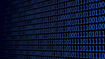 An abstract representation of binary code fills the background. The composition showcases rows of zeros and ones, creating a sense of depth and digital complexity. video