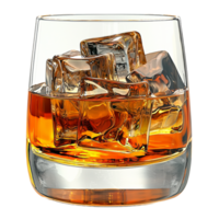 Glass of whiskey ice cubes symbolizing relaxation sophistication the enjoyment of fine spirits png
