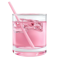Cold refreshing pink drink ice cubes a straw creating a delightful beverage for summer png