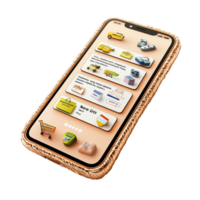 Modern smartphone displaying a food delivery app interface for ordering tasty meals convenience ease png