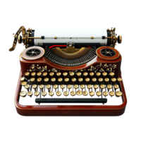 Retro turquoise typewriter round keys a paper sheet symbolizing vintage writing creativity png