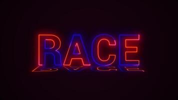 neon light effect typography race 3d font motion effect and colorful design video