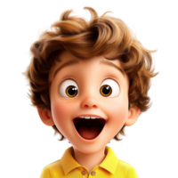 Excited curlyhaired boy a big bright smile sparkling eyes png