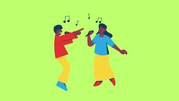 Singing and Dancing animation isolated green screen background video