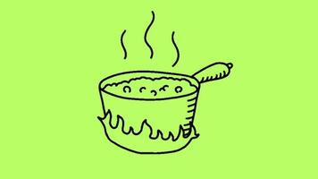 A drawing of a pot of soup with a spoon video