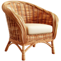 Elegant wicker chair a curved design a comfortable cushion png