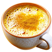 Delicious golden turmeric latte in a ceramic cup frothy milk png