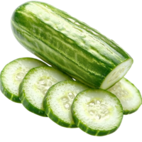 Fresh green cucumbers sliced into rounds a glossy smooth texture png