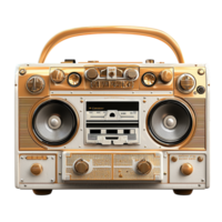 Retro golden boombox large speakers a cassette player in the center png