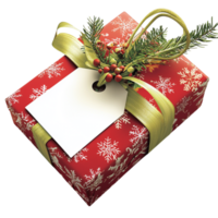 Festive Christmas gift wrapped in red paper a golden ribbon bow png