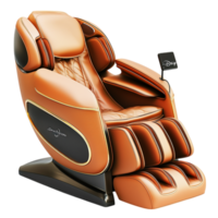 Advanced massage chair featuring elegant gold white design ensures relaxation, wellness benefits, cuttingedge technology for ultimate comfort. png