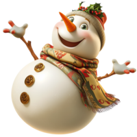 Cheerful snowman a bright carrot nose a joyful smiling expression embodies the festive charm of winter celebrations. png