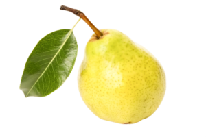 Juicy Yellow Pear with Green Leaf Fresh Fruit Still Life Photography png