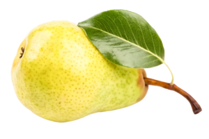 Juicy Yellow Pear with Green Leaf, Fresh Fruit Still Life Photography png
