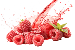 Fresh Raspberries Splashing in Juice Juicy Summer Fruit Image png