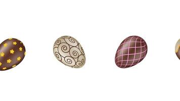 looped animation with rolling chocolate easter eggs on white background video
