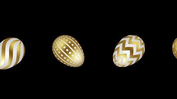 looped animation with rolling gold easter eggs on black background video