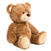 Adorable Brown Teddy Bear Plush Toy, Sitting Pose, Soft Fur, png