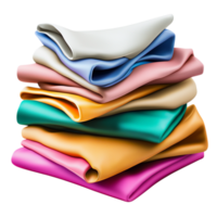 Neatly folded soft colorful towels stacked in an organized arrangement, bringing a refreshing touch to any bathroom setting. png