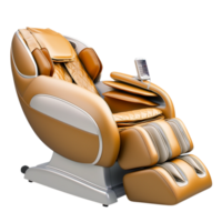 Comfortable orange massage chair offering multiple relaxation settings, innovative reclining features, an ergonomic design for ultimate soothing relief. png