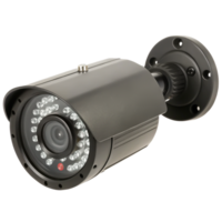 High-Resolution 3D Render of a Bullet Security Camera with Infrared LEDs png
