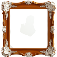Sophisticated gold picture frame encasing a blank white canvas perfectly suited for an exquisitework display. png
