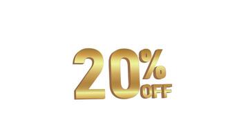 3d 20 Percent off discount offer White background with alpha channel promotion video