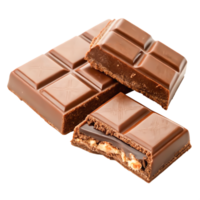 Delicious Milk Chocolate Bar with Nuts, Broken Pieces, Close-up png