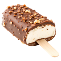Delicious Chocolate Covered Ice Cream Bar with Nuts - Stock Image png