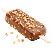 Delicious Chocolate Hazelnut Ice Cream Bar on Wooden Stick, Isolated png