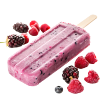 Delicious Mixed Berry Popsicle with Raspberries and Blackberries on White png