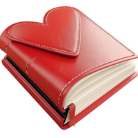 Romantic red heart shaped book beautiful cover elegant pages png