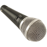 Professional Studio Condenser Microphone 3D Render, Black and Silver Design png