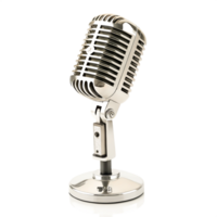 Retro Microphone, Vintage Style Metal Mic, Studio Recording Equipment, Isolated on White Background png