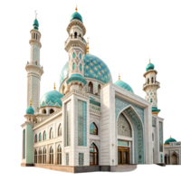 Stunning Teal White Mosque Architecture Isolated 3D Render for Design png