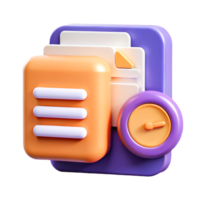 3D Render of Modern Document Management System Icon with Timer png