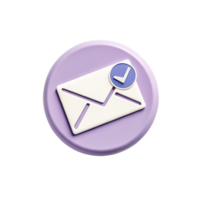 3D Render of Purple Email Icon with Checkmark Modern UI Design Element png