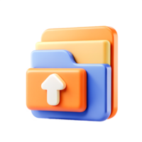 3D Rendered Colorful Upload Folder Icon App UI Design Element png