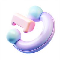 Abstract 3D Render of Pastel Number One with Spheres, Modern Design Element png