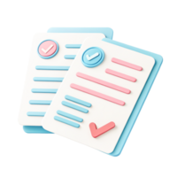 3D Render of Checklist Documents Pastel Blue and Pink To-Do List App Icon png