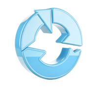 3D Circular Arrows, Rotating Cycle, Process Diagram, Blue Glossy Icon, Workflow png