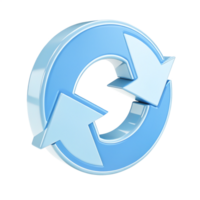 3D Circular Arrows Refresh, Reload, Repeat Icon, Blue Glossy Design png