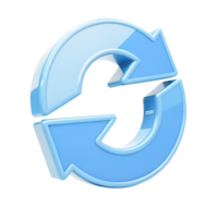 3D Render Blue Circular Arrows Refresh, Reload, Repeat Icon png