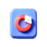 3D Red and Blue Circular Arrow Refresh Button Icon for App UI Design png