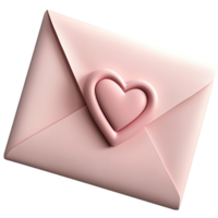 Elegant pink envelope embossed heart symbol smooth glossy texture png
